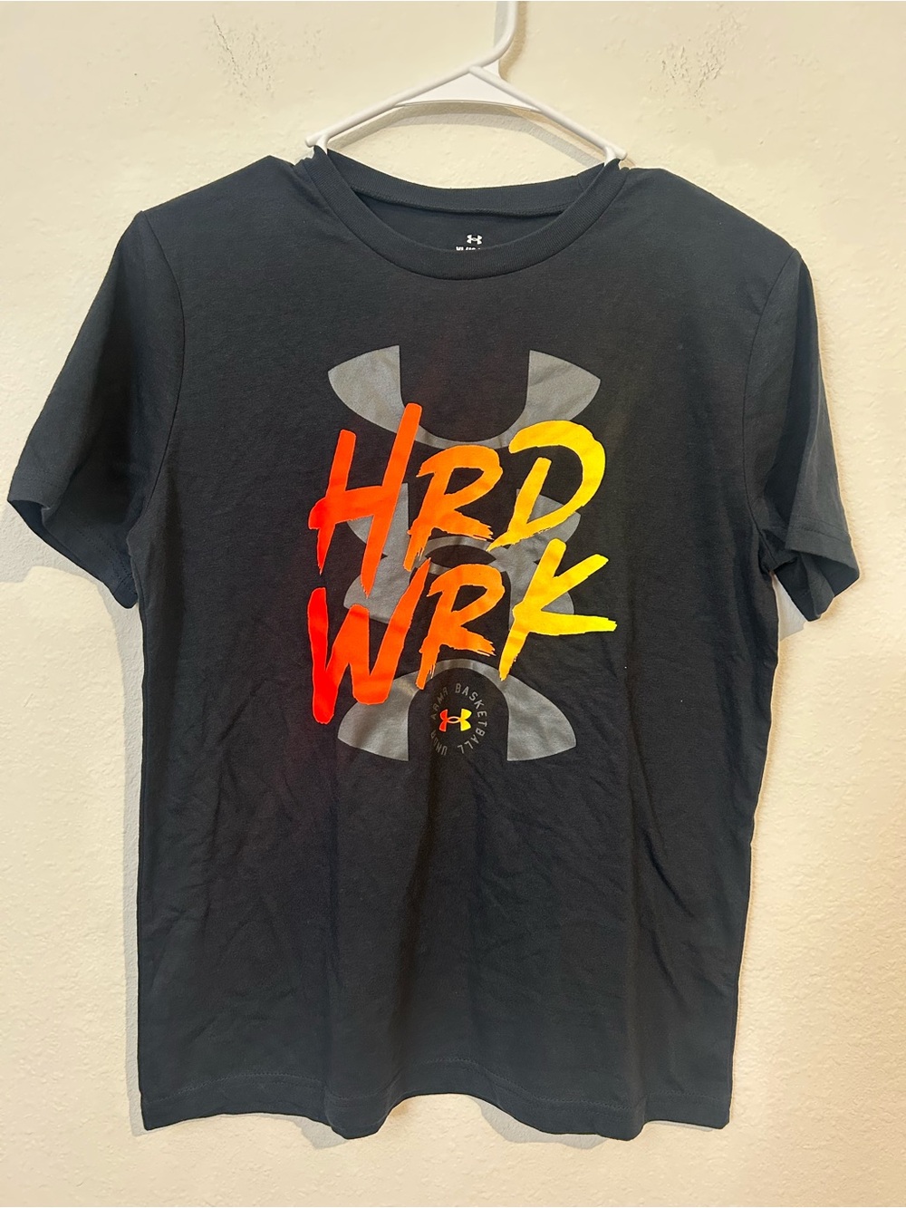 Under Armour Black Short-Sleeve Graphic Tee with Red-Orange-Yellow Gradient